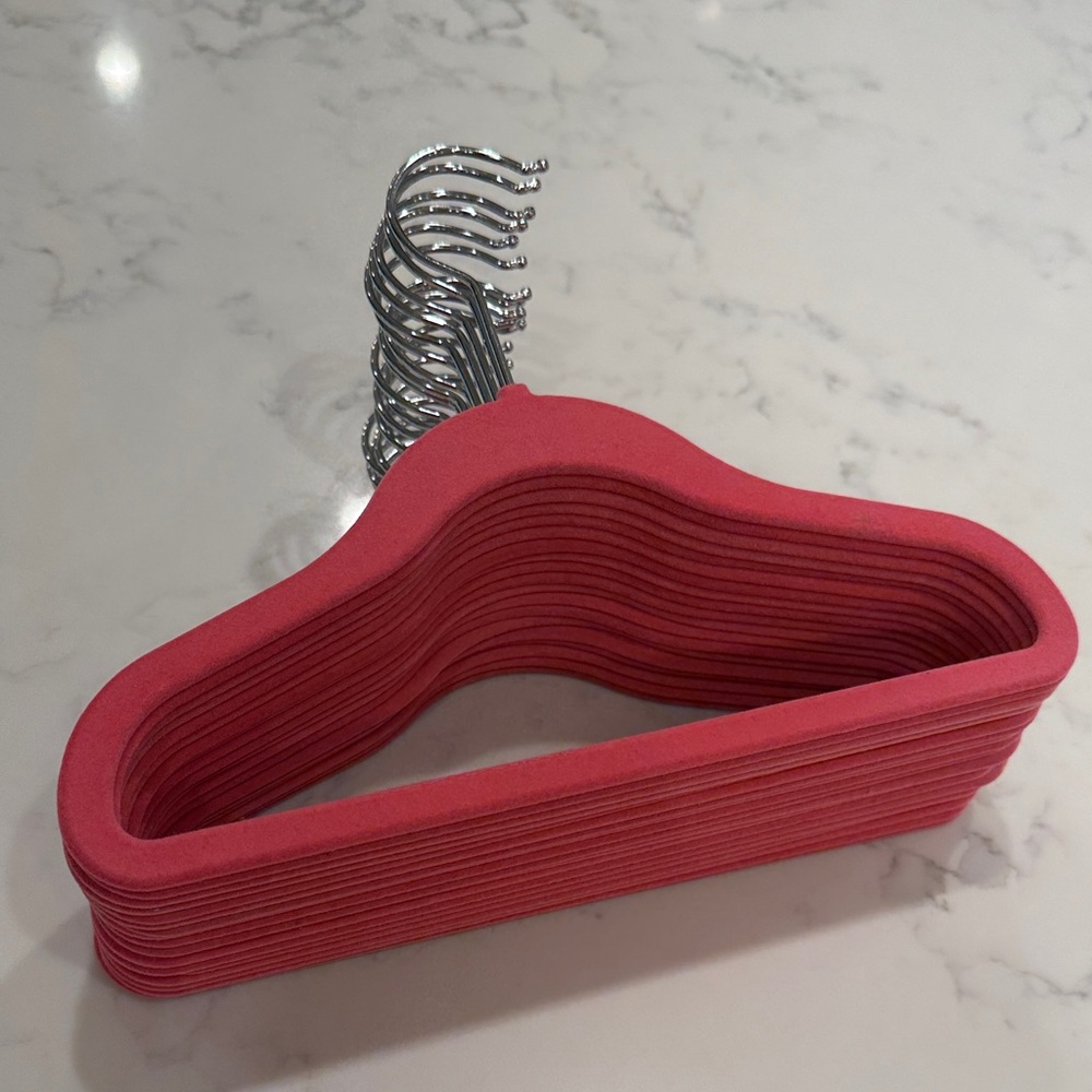 Set of 19 pink kids velvet hangers